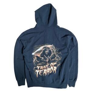 Y2K Trail Of Terror M Skull Reaper Black Hood Sweater Men's